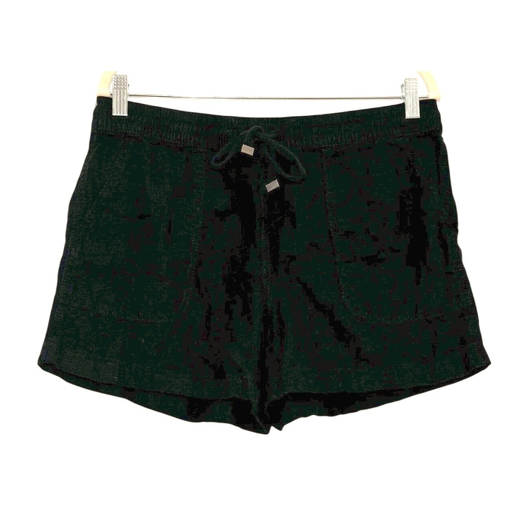Time and Tru Women Linen Blend Drawstring Shorts Black Soot Size M 8-10 TTL29820